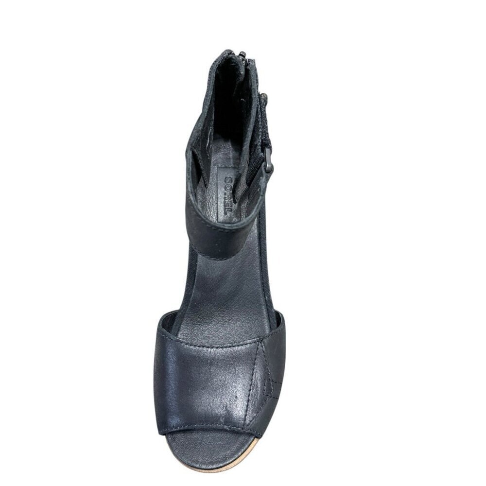 Sorel LEFT SHOE ONLY Joanie 11 Size 8.5 NL2457-010 Black Strap Open Toe Wedge